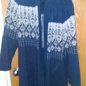 Gently used hooded sweater jacket.